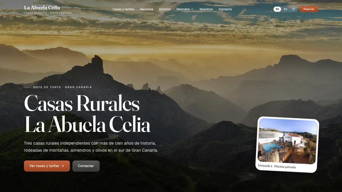 Portada de la web de Casas Rurales Emblemáticas La Abuela Celia